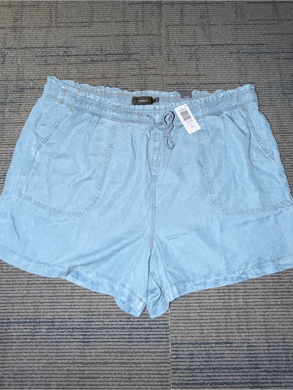 torrid Light Blue High-Waist Drawstring Linen-Blend Shorts